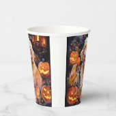 Gobelets En Papier Halloween Goldendoodle avec la peur Citrouille (Droite)