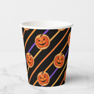 Gobelets En Papier Halloween Jack-O-Lantern noir