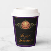 Gobelets En Papier Halloween Jack-o-lanterne effrayant | Violet (Verso)