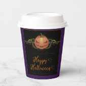 Gobelets En Papier Halloween Jack-o-lanterne effrayant | Violet (Recto)