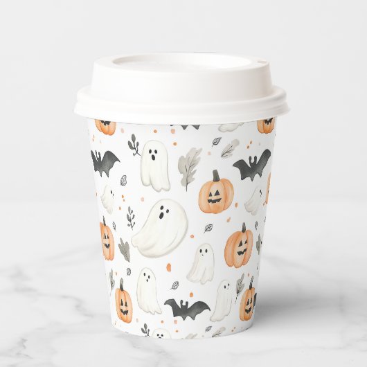 Gobelets En Papier Halloween Little Boo Ghost mignon Baby shower (Recto)