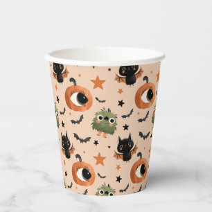 Gobelets En Papier Halloween lunatique citrouille Monster & Bat Motif