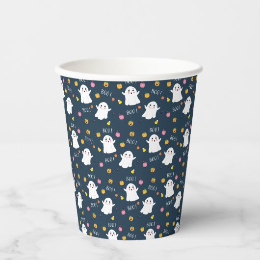 Gobelets En Papier Halloween lunettes Motif bleu foncé (Recto)