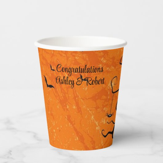 Gobelets En Papier Halloween Mariage Personnaliser les noms Arbre Éff (Recto)