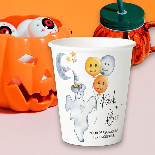 Gobelets En Papier Halloween Mignon Fantôme et Ballons Cache-Cache