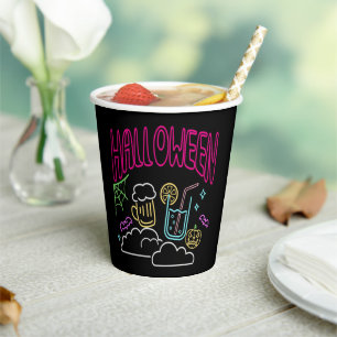 Gobelets En Papier Halloween Neon Glow Look Beer Boire Party