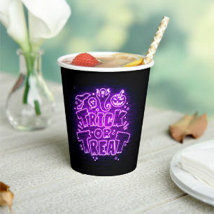 Gobelets En Papier Halloween Neon Llow Look Purple Trreat Party