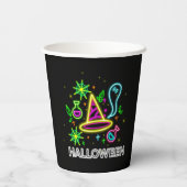 Gobelets En Papier Halloween Neon Look Casquette Ghost Web Party (Verso)