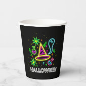 Gobelets En Papier Halloween Neon Look Casquette Ghost Web Party (Recto)