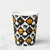 Gobelets En Papier Halloween noir blanc Orange arlequin Motif (Droite)