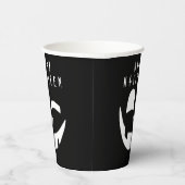 Gobelets En Papier Halloween noir et blanc Citrouille heureux visage (Droite)
