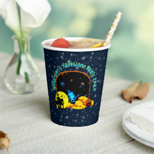 Gobelets En Papier Halloween Nom 20xx Grotte bleu brillant Citrouille