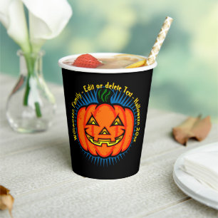 Gobelets En Papier Halloween Nom Année 20xx Neon Citrouille à l'appar