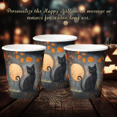 Gobelets En Papier Halloween Ornate Black Cat Pleine lune Adult Party