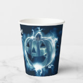 Gobelets En Papier Halloween Parti mal bleu Citrouille Horreur (Verso)