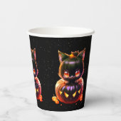 Gobelets En Papier Halloween Party Chat noir Citrouille Horreur (Verso)