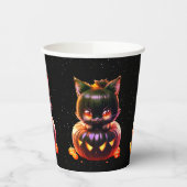 Gobelets En Papier Halloween Party Chat noir Citrouille Horreur (Gauche)