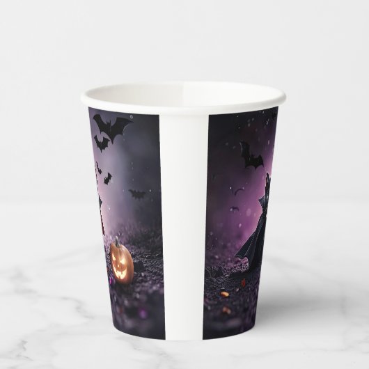 Gobelets En Papier Halloween Party Chat noir Vampire mite (Gauche)