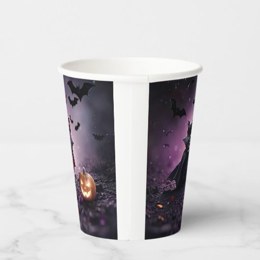 Gobelets En Papier Halloween Party Chat noir Vampire mite (Droite)