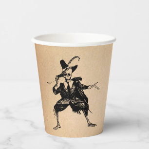Gobelets En Papier Halloween Party Danser Squelette Gothique Vintage