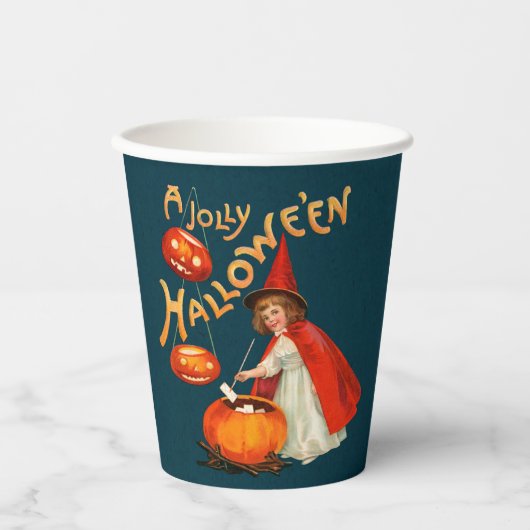 Gobelets En Papier Halloween party Jolie petite sorcière Clapsaddle P (Recto)