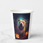 Gobelets En Papier Halloween Pitbull avec la peur Citrouille (Verso)