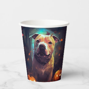 Gobelets En Papier Halloween Pitbull avec la peur Citrouille