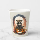 Gobelets En Papier Halloween Raccoon aquarelle (Recto)