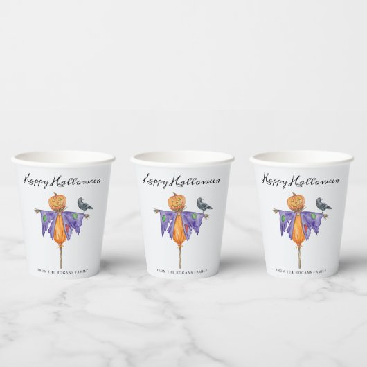 Gobelets En Papier Halloween Scarecrow avec Citrouille (Multi)