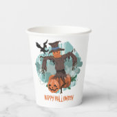 Gobelets En Papier Halloween Scarecrow Et Citrouille (Verso)
