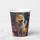 Gobelets En Papier Halloween Shiba Inu Avec La Peur Citrouille (Verso)