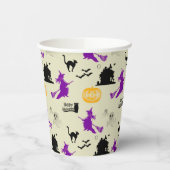 Gobelets En Papier Halloween sorcière, chats Citrouille et noirs (Gauche)