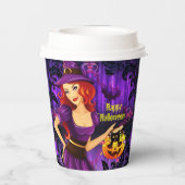 Gobelets En Papier Halloween Sorcière de nuit Citrouille et papier de (Verso)