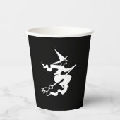 Gobelets En Papier Halloween sorcière noir et blanc éffrayant (Recto)