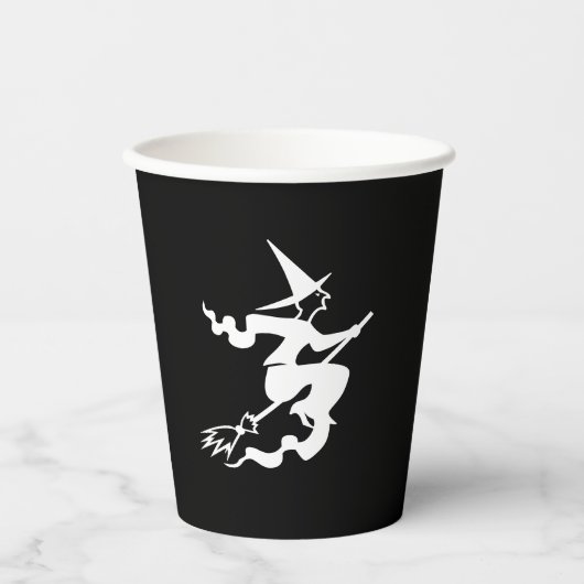 Gobelets En Papier Halloween sorcière noir et blanc éffrayant (Recto)