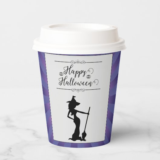 Gobelets En Papier Halloween sorcière violette Starburst (Recto)