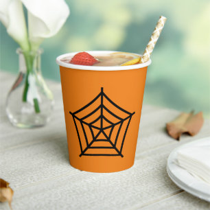 Gobelets En Papier Halloween toile d'araignée noir orange éffrayant