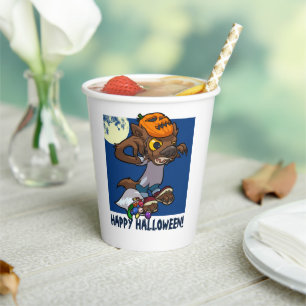 Gobelets En Papier Halloween Trick Ou Treat Little Cartoon Werewolf