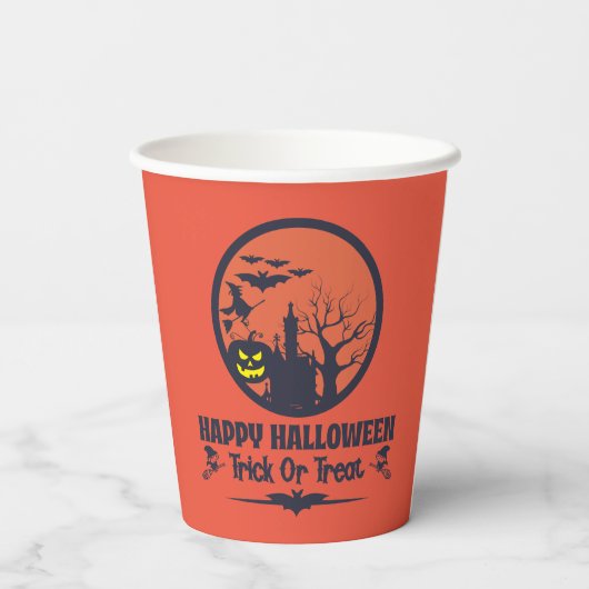 Gobelets En Papier Halloween Tricoter Ou Traiter (Verso)