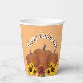 Gobelets En Papier Halloween trois Citrouilles orange et tournesols (Verso)