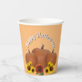 Gobelets En Papier Halloween trois Citrouilles orange et tournesols (Recto)