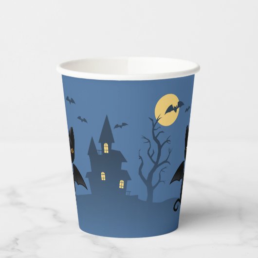 Gobelets En Papier Halloween Vampire Chat noir avec ailes (Gauche)