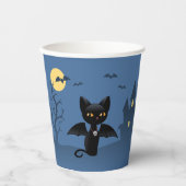 Gobelets En Papier Halloween Vampire Chat noir avec ailes (Recto)