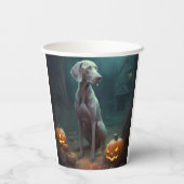 Gobelets En Papier Halloween Weimaraner avec la peur Citrouille (Verso)