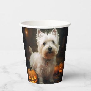 Gobelets En Papier Halloween West Highland White Terrier Citrouilles