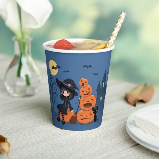 Gobelets En Papier Halloween Witch, Chat noir et Citrouille (Insitu)