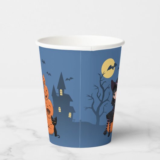 Gobelets En Papier Halloween Witch, Chat noir et Citrouille (Droite)