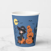 Gobelets En Papier Halloween Witch, Chat noir et Citrouille (Recto)