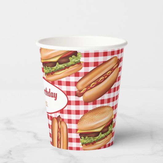 Gobelets En Papier Hamburger Et Chien Chaud Sur En vichy Rouge Annive (Verso)