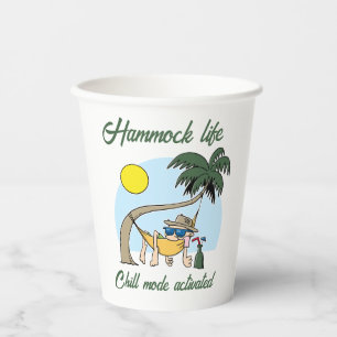 Gobelets En Papier Hammock Life Chill Mode Activé Drôle Cartoon